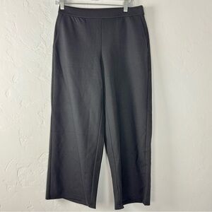 Eileen Fisher Dress Pants Washable Flex Ponte Knit Wide‎ Leg Solid Black Career